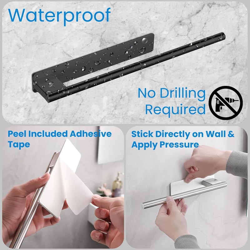 Stainless Steel Towel Rack No Drilling Towel Bar Selfadhesive Bathroom Holder Kitchen Towel Hand Ra