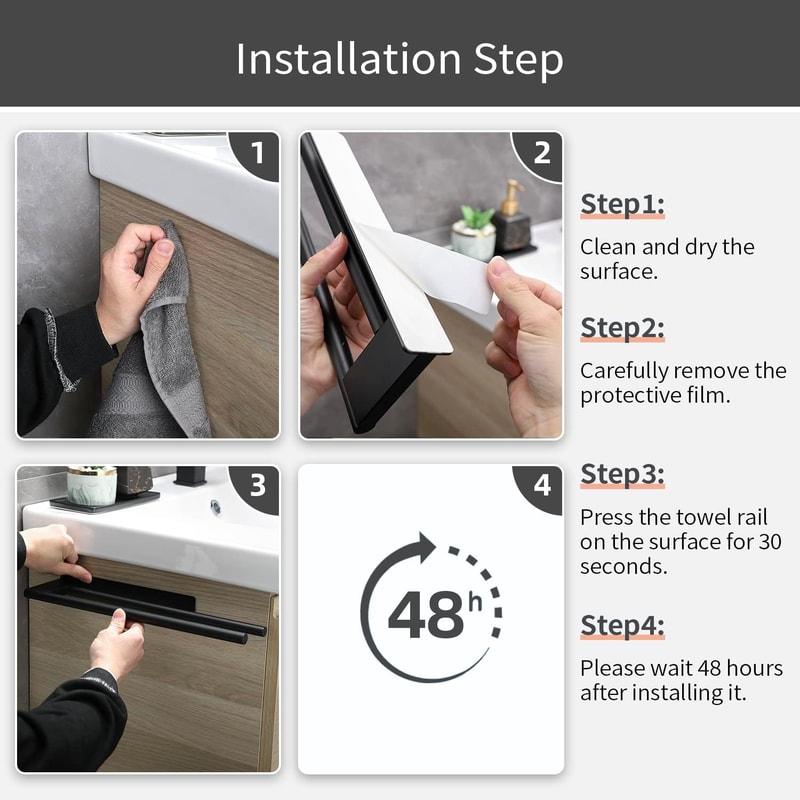 Stainless Steel Towel Rack No Drilling Towel Bar Selfadhesive Bathroom Holder Kitchen Towel Hand Ra