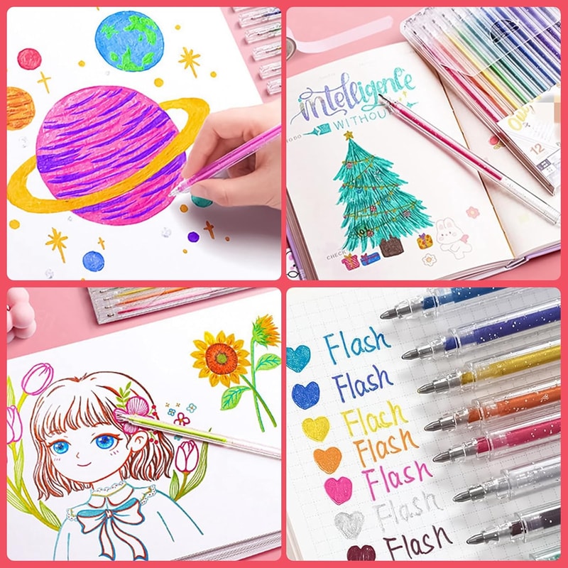 Metallic Gel Pens Quick Dry Glitter Gel Markers For Cardstock Diary Drawing Marking Coloring DIY Ar 5