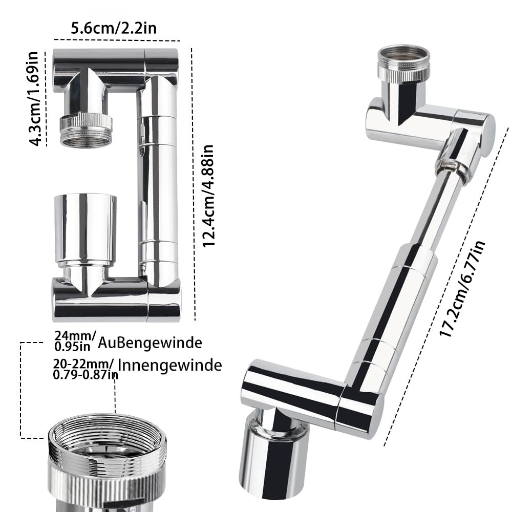 Metal Copper Rotation Faucet Aerator Extender Retractable Swivel Robotic Arm Kitchen Sprayer Faucet 6