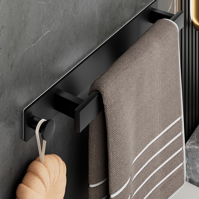 Stainless Steel Bathroom Towel Racks with Hooks, No Drill Wall Storage Organizer, Towel Holder for Bathroom Accessories