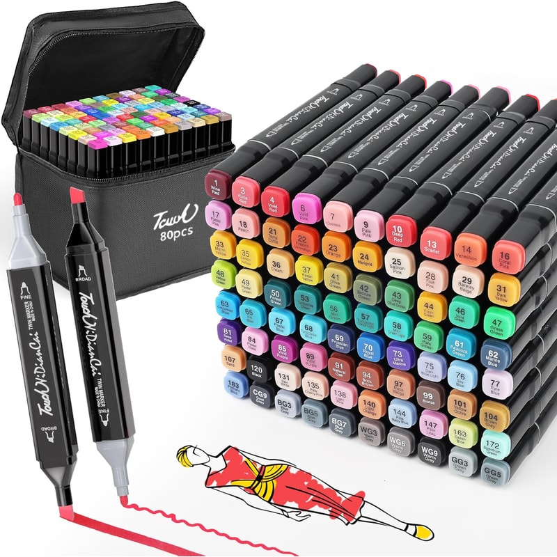 Alcohol Markers Set Dual Tips Blender Art Markers Drawing Sketching Pens For Kids Christmas Gifts A 0