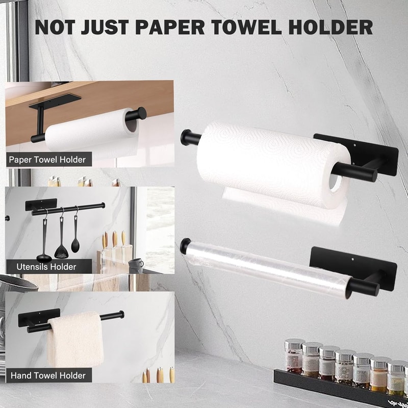 Kitchen Paper Towel Holder, Adhesive Tissue Hanger, Toilet Roll Paper Dispenser, Cabinet Storage Napkin Rack, Bathroom