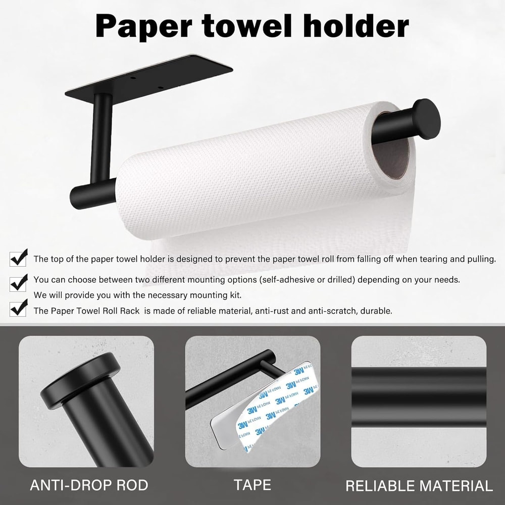 Kitchen Paper Towel Holder, Adhesive Tissue Hanger, Toilet Roll Paper Dispenser, Cabinet Storage Napkin Rack, Bathroom