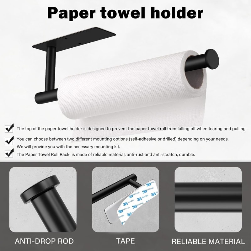 Kitchen Paper Towel Holder, Adhesive Tissue Hanger, Toilet Roll Paper Dispenser, Cabinet Storage Napkin Rack, Bathroom