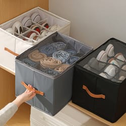 shoe organizer bins, large capacity foldable storage boxe, shoe dispenser with handle for easy access and neat organizer