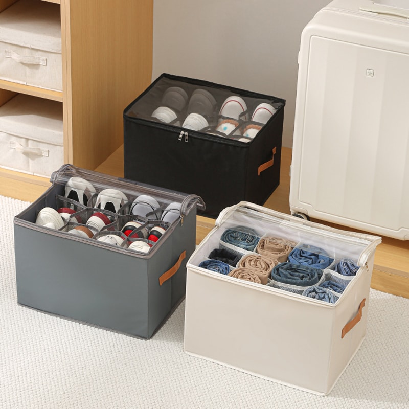 Shoe Organizer Bins, Large Capacity Foldable Storage Boxe, Shoe Dispenser with Handle for Easy Access and Neat Organizer