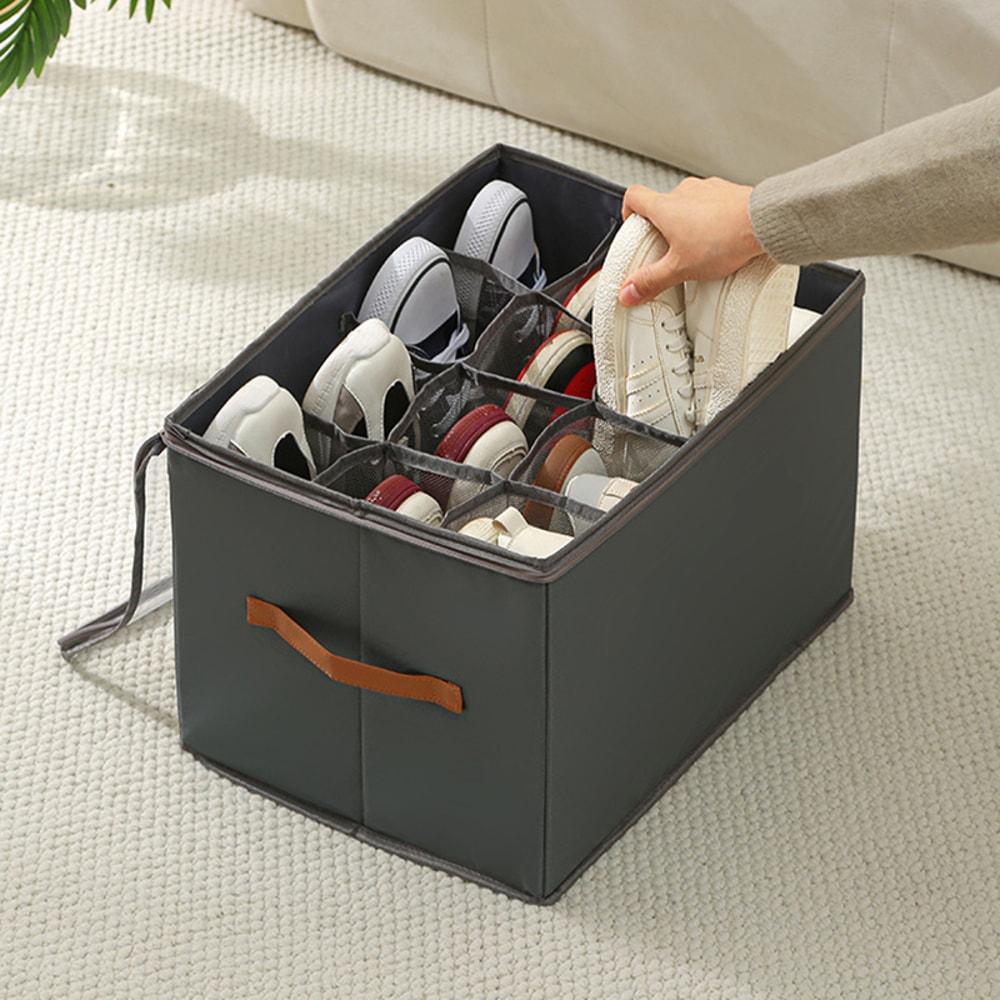 Shoe Organizer Bins, Large Capacity Foldable Storage Boxe, Shoe Dispenser with Handle for Easy Access and Neat Organizer
