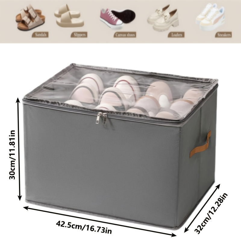 Shoe Organizer Bins, Large Capacity Foldable Storage Boxe, Shoe Dispenser with Handle for Easy Access and Neat Organizer
