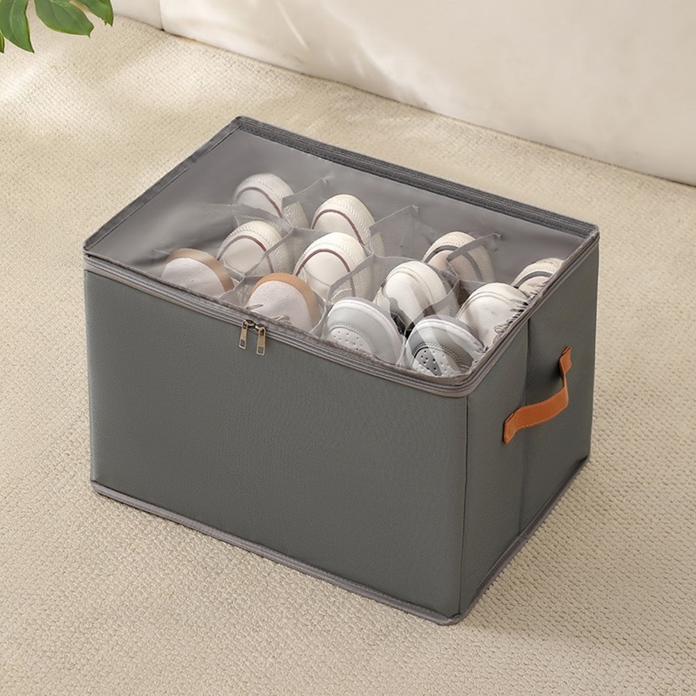 Shoe Organizer Bins, Large Capacity Foldable Storage Boxe, Shoe Dispenser with Handle for Easy Access and Neat Organizer