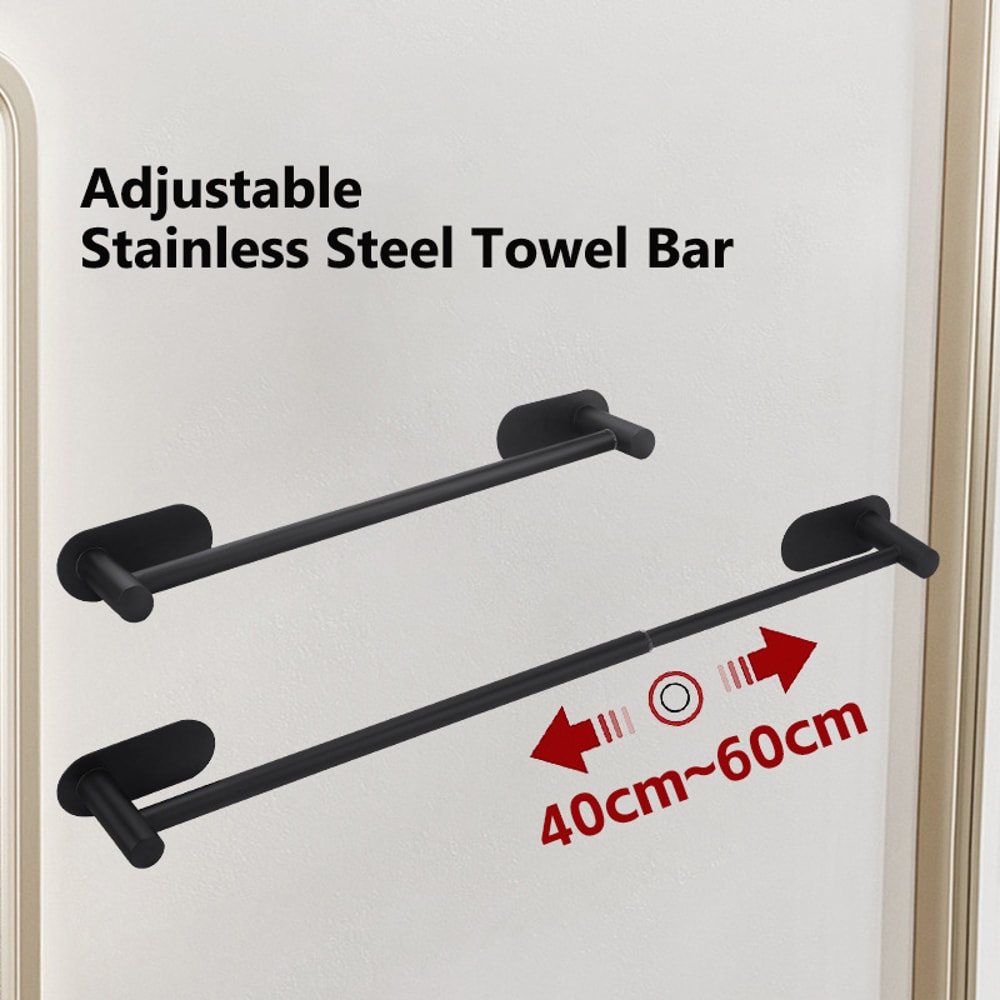 Towel Bar Adjustable Stainless Steel Bathroom Towel Rack Wall Mounted Bath Towel Holder 1