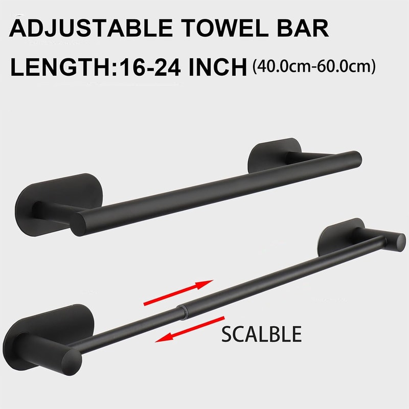 Towel Bar Adjustable Stainless Steel Bathroom Towel Rack Wall Mounted Bath Towel Holder 6