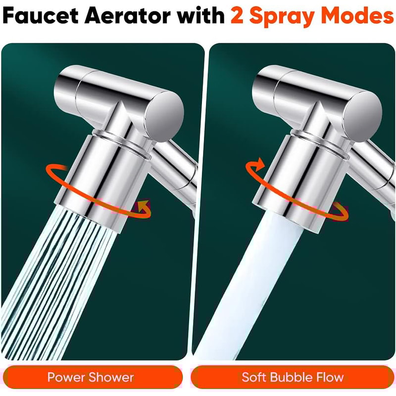 Retractable Universal Swivel Robotic Arm Faucet Extender For Kitchen Sink Water Flow Modes 5