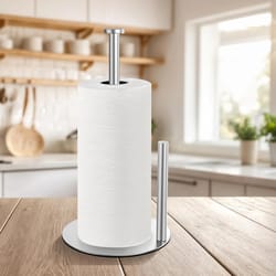 kitchen roll organizer, stainless steel paper towel holder with weighted base for kitchen countertop