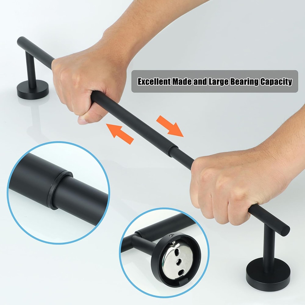 Bathroom Retractable Towel Bar Matte Black Stainless Steel Towel Rack Extended Drying Towel Hanging 3