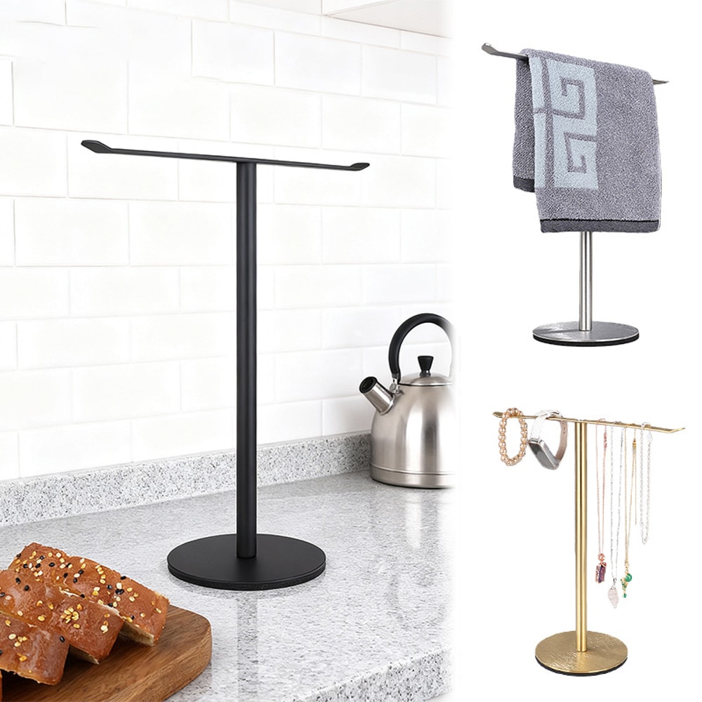 T Shape Hand Towel Holder Stainless Steel Vertical Towel Rack Rustresistant With Heavy Base Bathroo 1