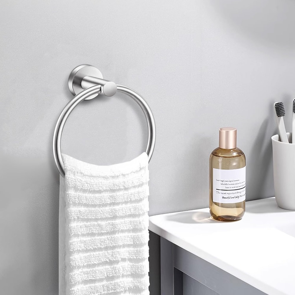 Bathroom Towel Ring, Stainless Steel, Matte Black Hand Towel Holder, Round Towel Hanger, Hardware Accessories Storage