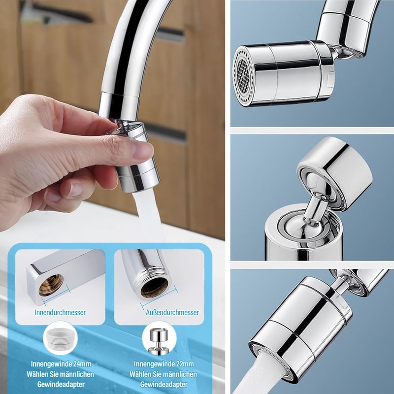 Kitchen Faucet Spray Head Filter Adjustable Rotary Splashback Tap Nozzle Kitchen Sink Faucet Aerato 3