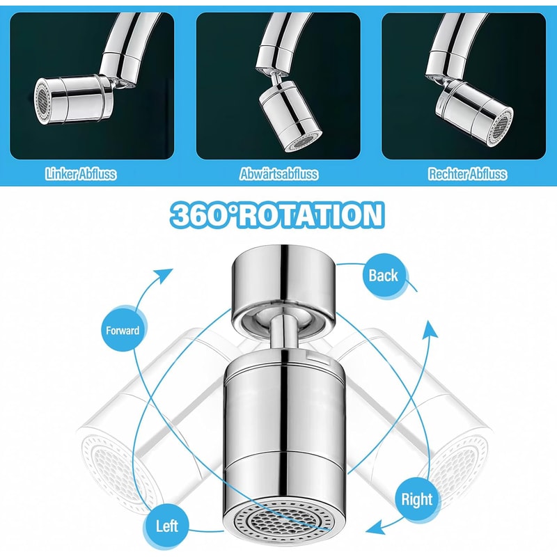 Kitchen Faucet Spray Head Filter Adjustable Rotary Splashback Tap Nozzle Kitchen Sink Faucet Aerato 4