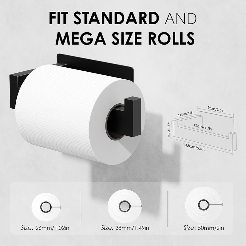 Stainless Steel Toilet Paper Holder, Adhesive Tissue Hanger, Waterproof Paper Towels Stand