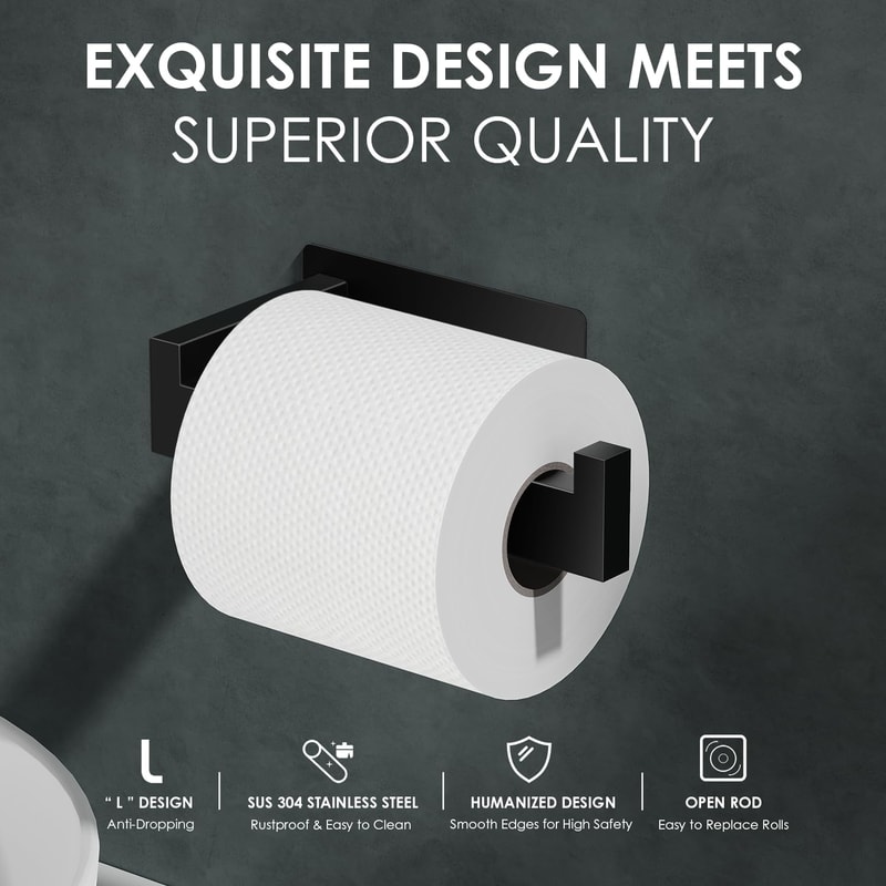 Stainless Steel Toilet Paper Holder, Adhesive Tissue Hanger, Waterproof Paper Towels Stand