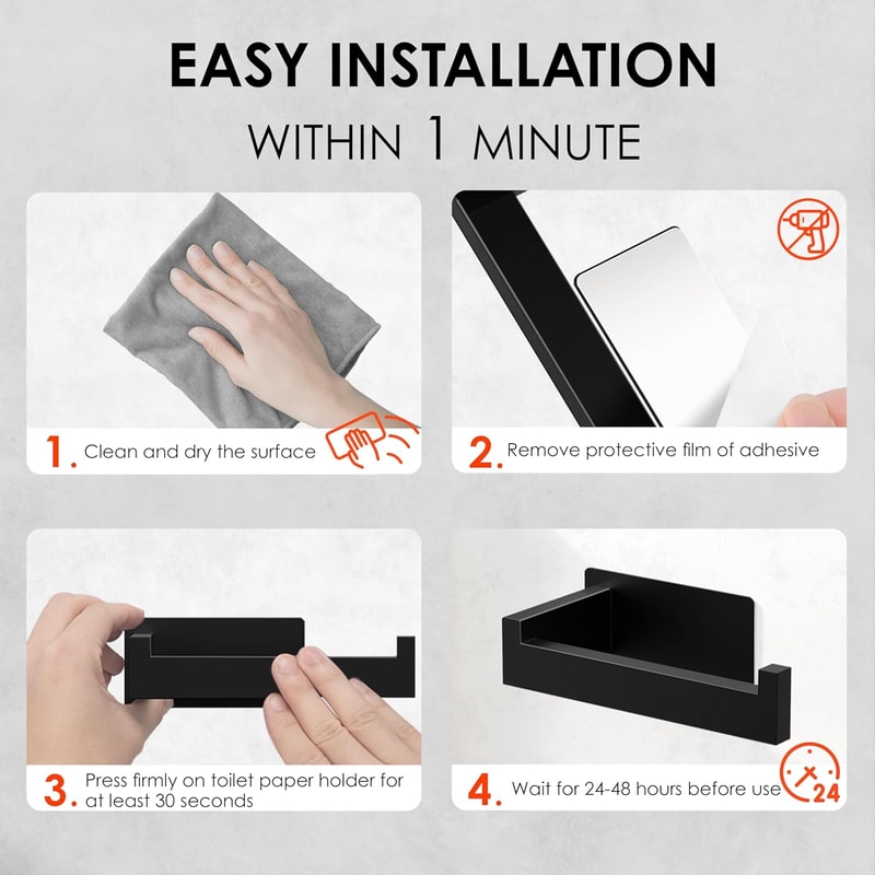 Stainless Steel Toilet Paper Holder, Adhesive Tissue Hanger, Waterproof Paper Towels Stand