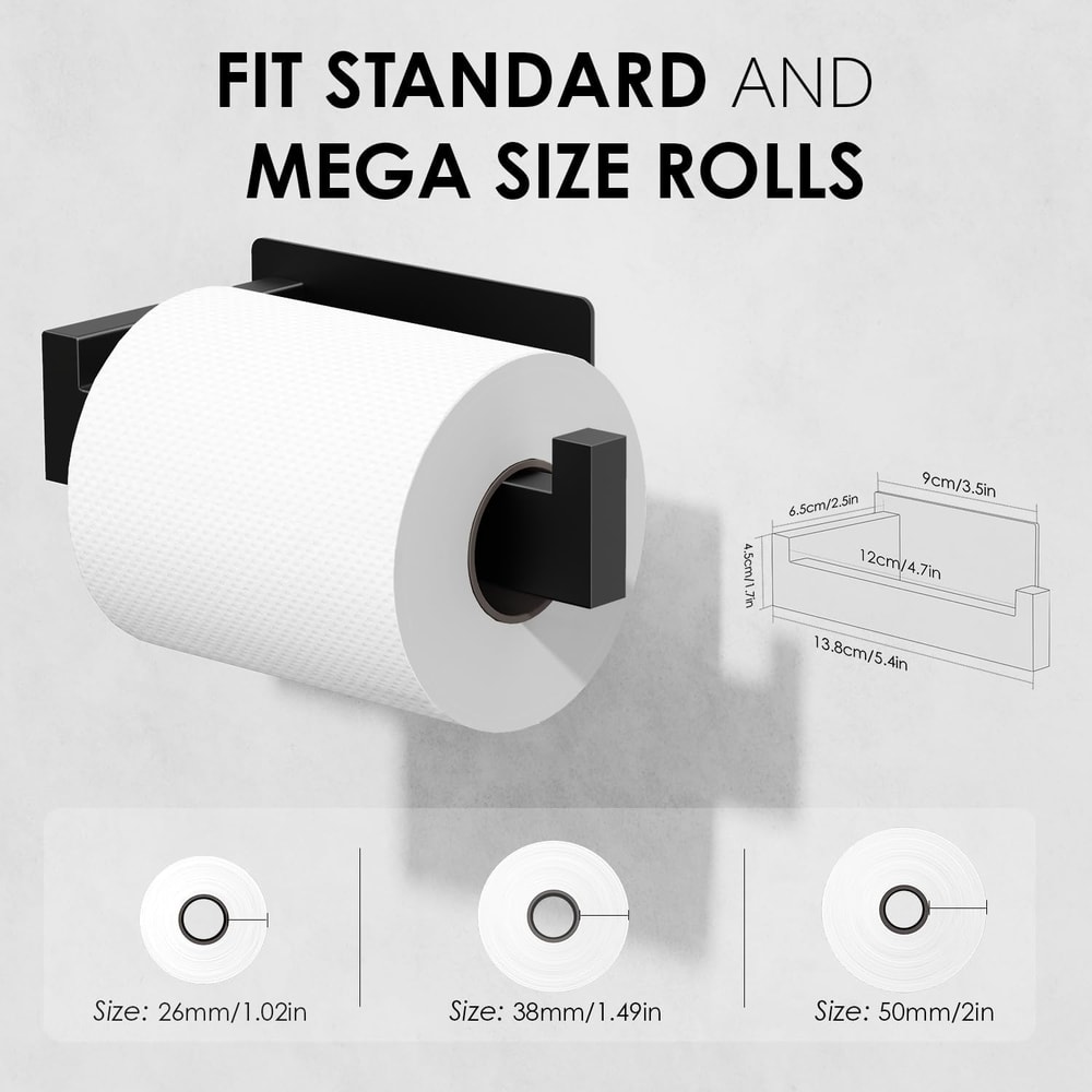 Stainless Steel Toilet Paper Holder, Adhesive Tissue Hanger, Waterproof Paper Towels Stand