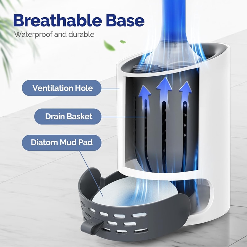 Silicone Toilet Brush Holder Set Refillable Handle Dispenser Toilet Cleaning Brush Bathroom Accesso 3