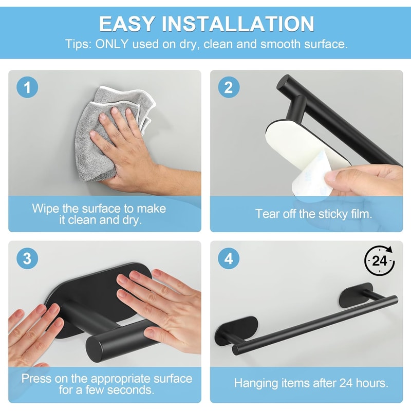 Drillless Bathroom Towel Rack Stainless Bathroom Towel Hanger Retractable Adhesive Towel Holder Rai