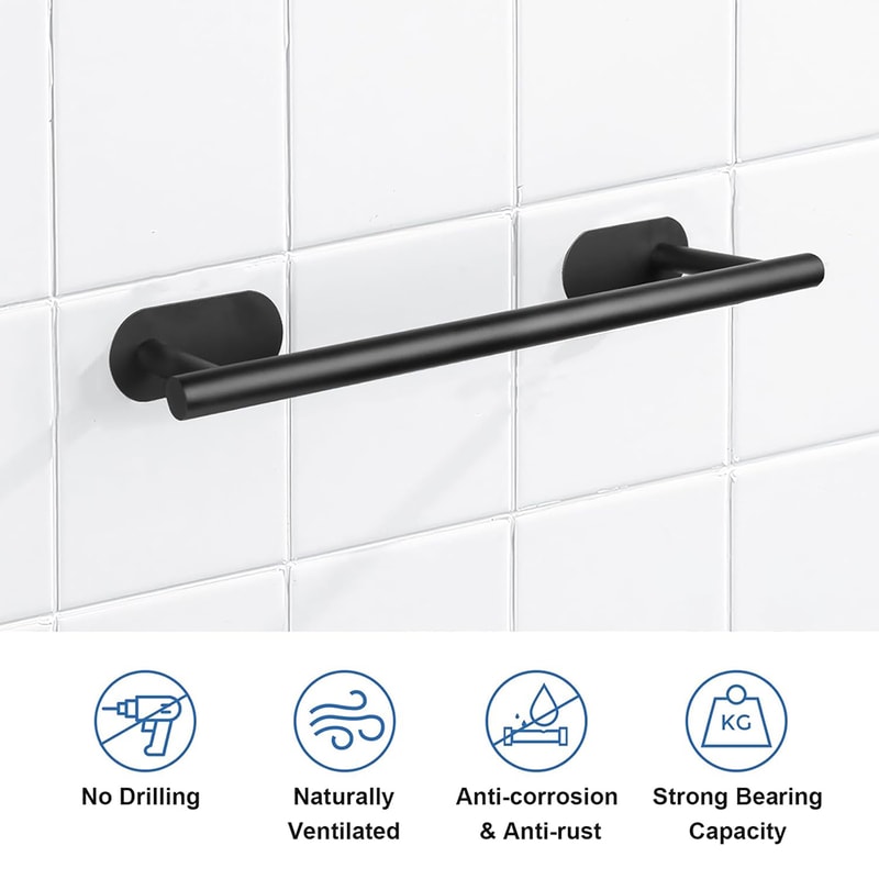 Wall Hanging Towel Holder, Stainless Steel Self Adhesive Towel Rack for Bathroom, Kitchen