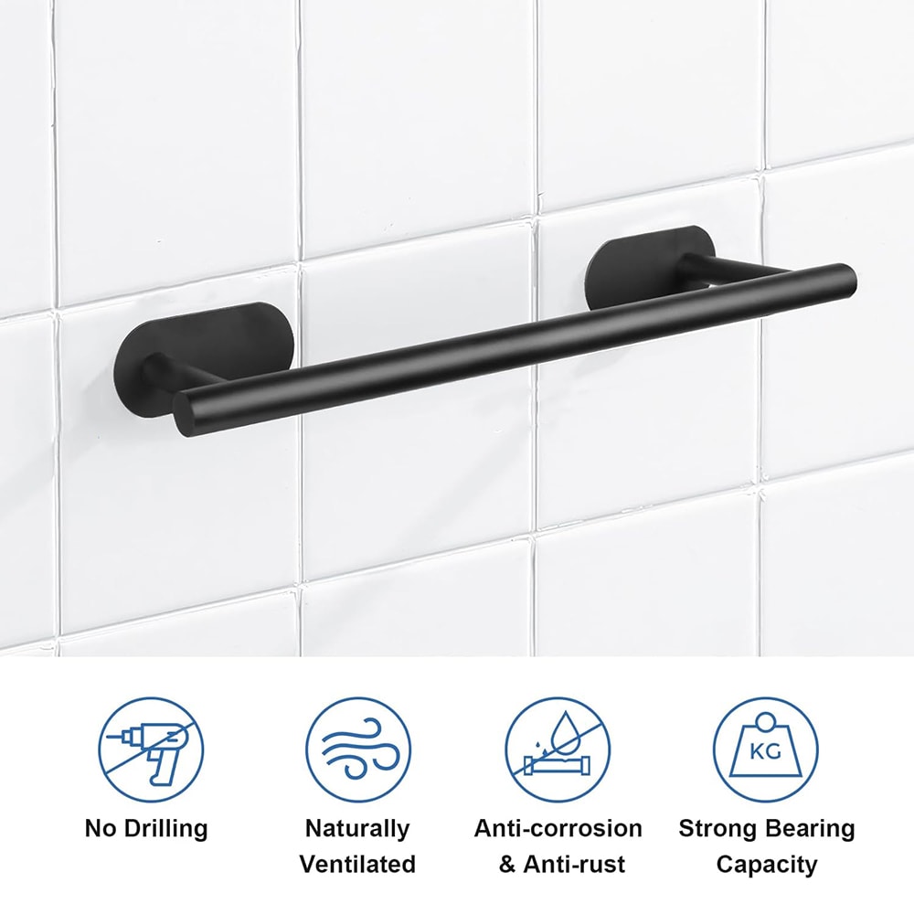 Wall Hanging Towel Holder, Stainless Steel Self Adhesive Towel Rack for Bathroom, Kitchen