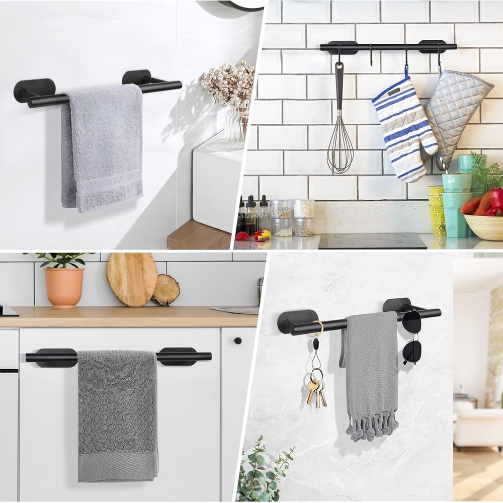Wall Hanging Towel Holder, Stainless Steel Self Adhesive Towel Rack for Bathroom, Kitchen