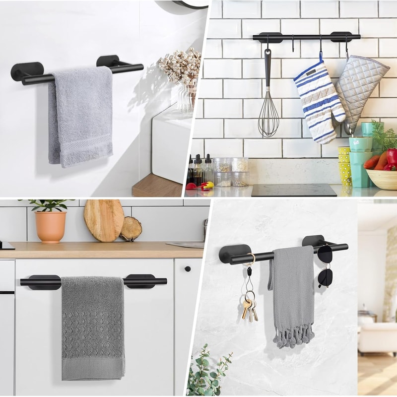 Wall Hanging Towel Holder, Stainless Steel Self Adhesive Towel Rack for Bathroom, Kitchen