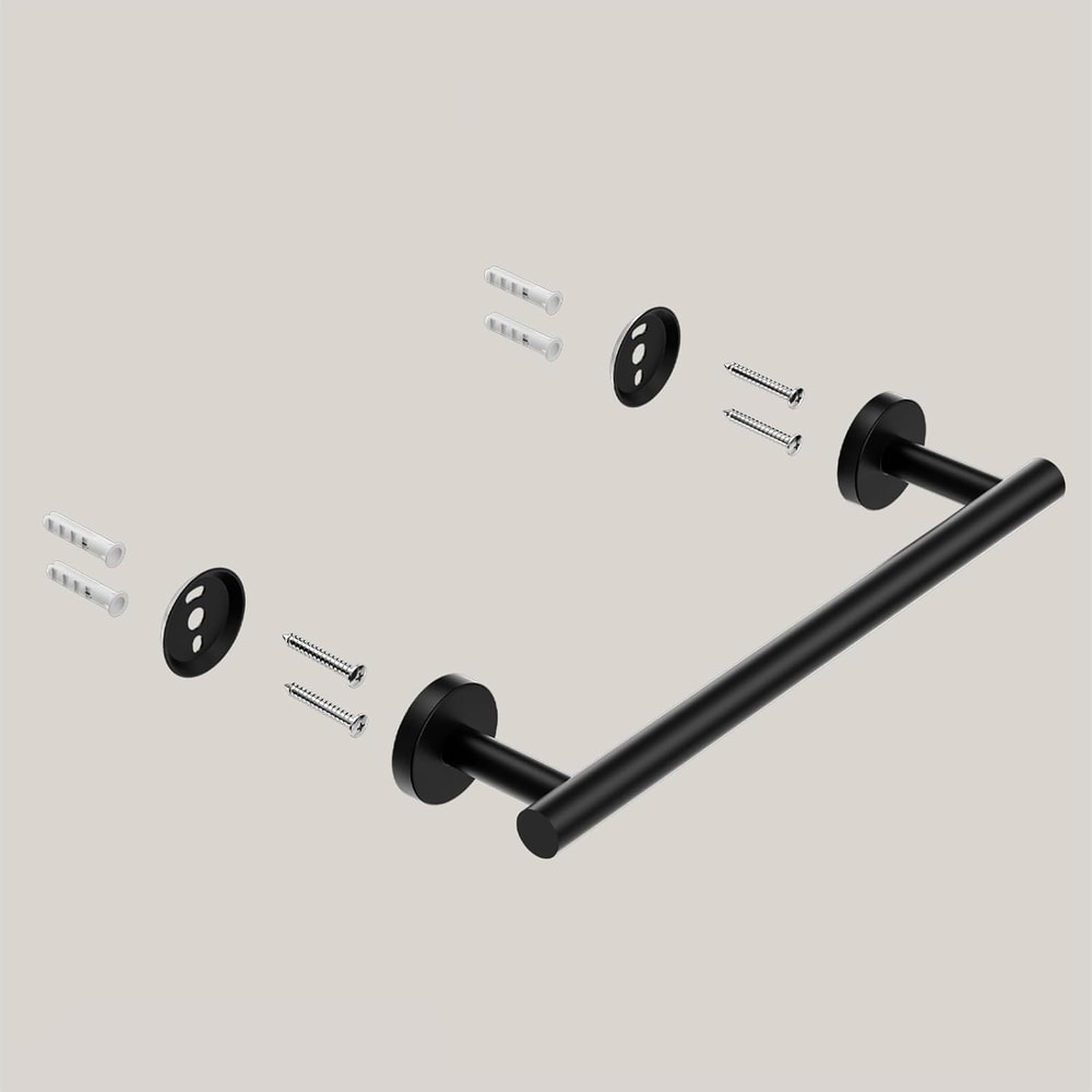 Matte Black Towel Bar Wall Mounted Stainless Steel Towel Holder Bathroom Towel Rack Modern Bath Acc