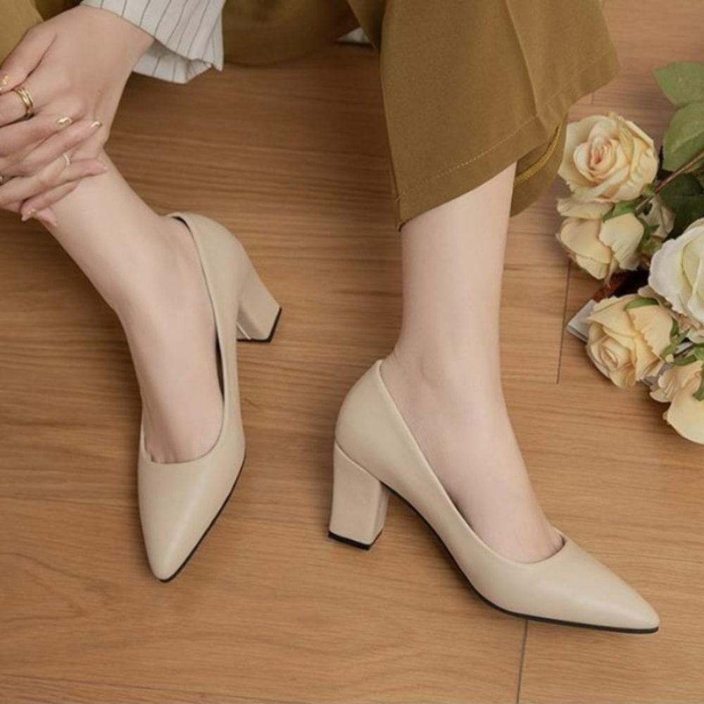 Elegant Pointed High Heel Shoes, Thin Heel Platform Work Pumps for Women