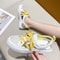 New Women's White Casual Shoes, Fish-mouth Sandals, Transparent Mesh, Metal Decorative Breathable Shoes