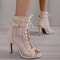 Women Fashion Show Net Fabric Cross Strap Sexy High Heel Sandals, Lace-up Peep Toe Pumps, Casual Mesh Woman Shoes