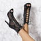Womens Fashion Sandals, Summer Classic Lace-up Front Fish Mouth Shoes, Stiletto Heel Super High Heel Hollow Womens Shoes