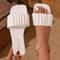 Summer Womens Slippers Simple Pleated Flip Flop Casual Beach Shoes Open Toe Flat Heel Outdoor Sanda 3