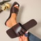 Summer Womens Solid Color Slide Sandals Lightweight Square Open Toe Slip On Shoes Casual Flat Shoes 5