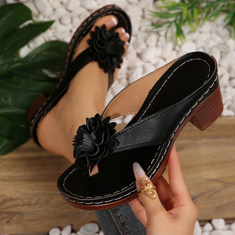 Womens Simple Shoes Summer Retro Roman Sandals Platform Slippers For Women Casual Flower Slippers 9