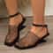 Summer Luxury Fashion Designer Sandals, Women's Lace Mesh, Square Toe, Braided Slip-on High Heels Sandals