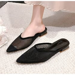 women's pointed toe slippers, designer mesh beach flat shoes, gladiator sandals, mules slides zapatos de mujer
