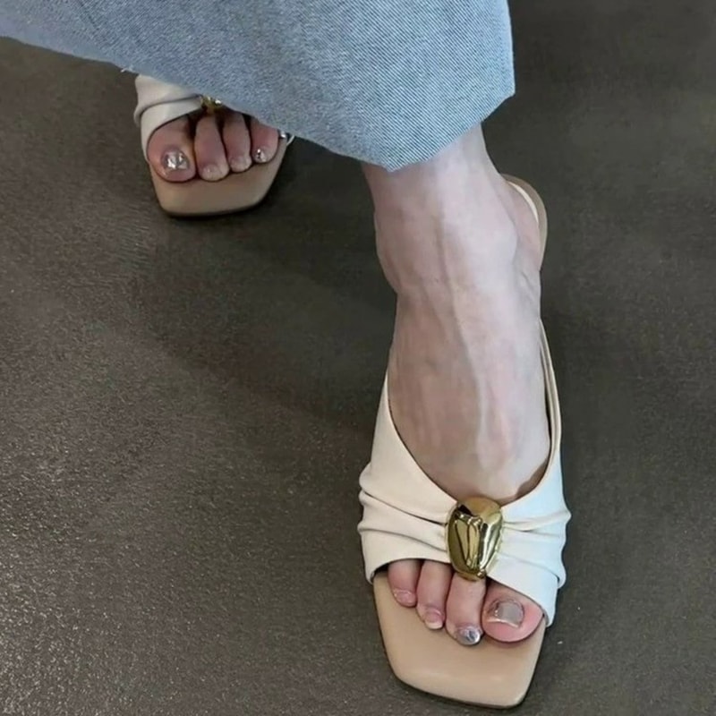 Women Fashionable High-heeled Slippers, Sexy Elegant Square Headed Comfortable Banquet Dress Slippers for Summer