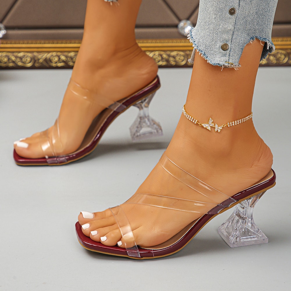 Transparent Heels Slippers Women Summer Slip On High Heeled Party Shoes Sexy Open Toe Square Toe Sh 3