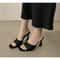High Quality Cozy Silk Wide Square Toe Women Slippers, Sandals, Strange Heels, Mules Slides, Summer Party Dress Shoes