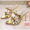 Luxury Gold High Heels Sandals Women Summer Pointed Toe, Stiletto Heeled Pumps, Bowtie Decor Party Shoes