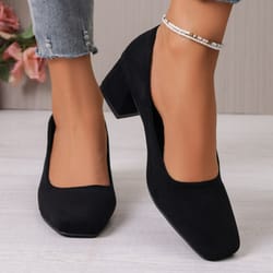 shallow women high heels shoes, retro mid heels pumps, fashion trend autumn designer walking dress shoes