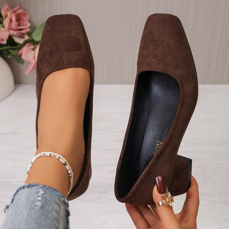 Shallow Women High Heels Shoes, Retro Mid Heels Pumps, Fashion Trend Autumn Designer Walking Dress Shoes