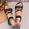 Summer Casual Open-toed Women's Flats, Women's Sandals, Fashionable Elegant Floral Design Comfortable Shoes